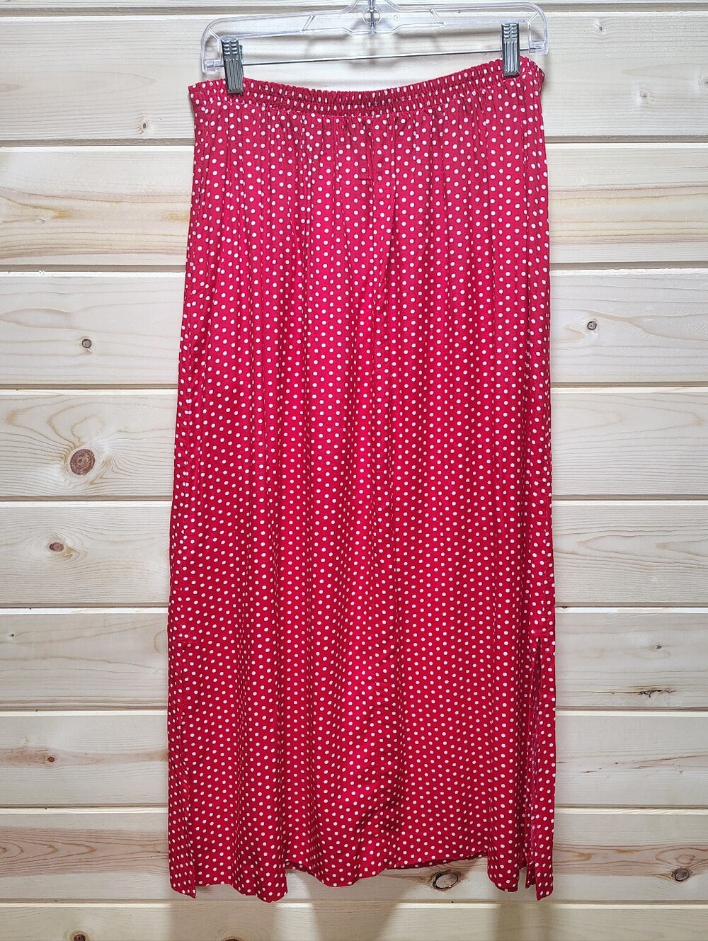 Stonebridge Vintage Maxi Skirt Red Polka Dot Large Elastic Waist Western Cowgirl - Picture 5 of 7